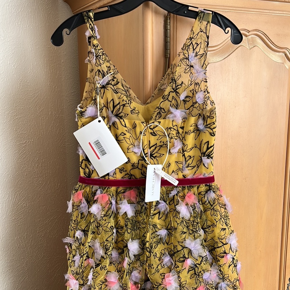 Marchessa yellow tulle appliqué gown - Picture 4 of 8